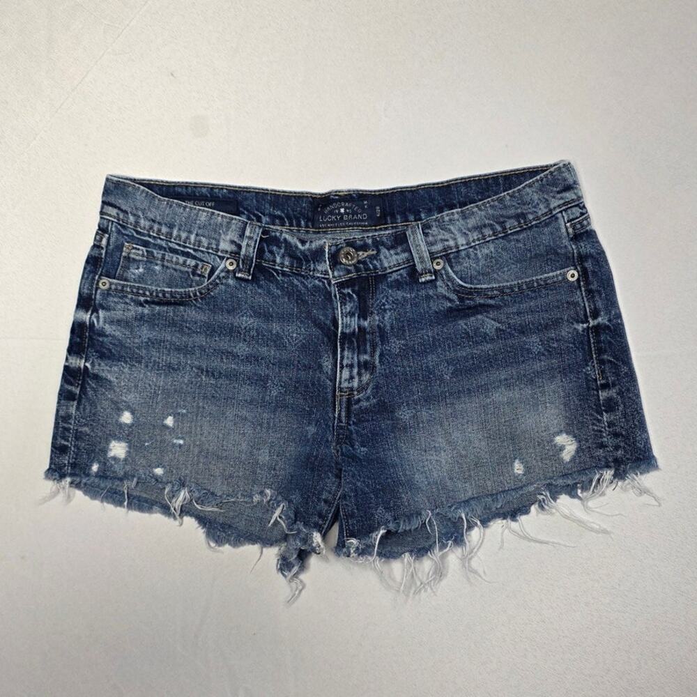 Lucky Brand The Cut Off Denim Shorts Light Wash Frayed Hem Size 6/28